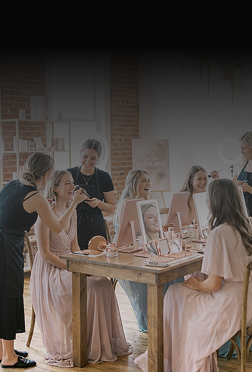 Professional makeup artists working at an event